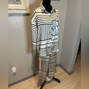 Striped Black and White Women's top and pants set